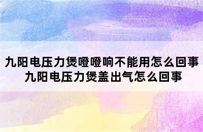 九阳电压力煲噔噔响不能用怎么回事 九阳电压力煲盖出气怎么回事